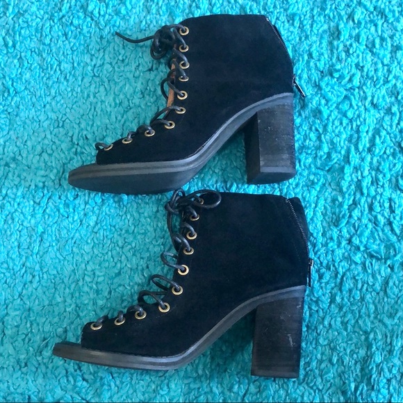 Jeffrey Campbell Sandals Bootie Heels Cors Suede Leather Lace-Up size 6.5 - Picture 3 of 8